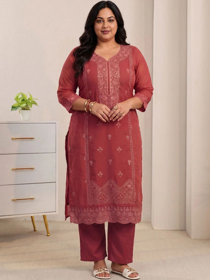 Women Ethnic Motifs Embroidered Regular Sequinned Kurta with Trousers & With Dupatta