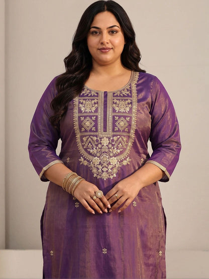 Women Ethnic Motifs Embroidered Regular Thread Work Kurta with Trousers & With Dupatta