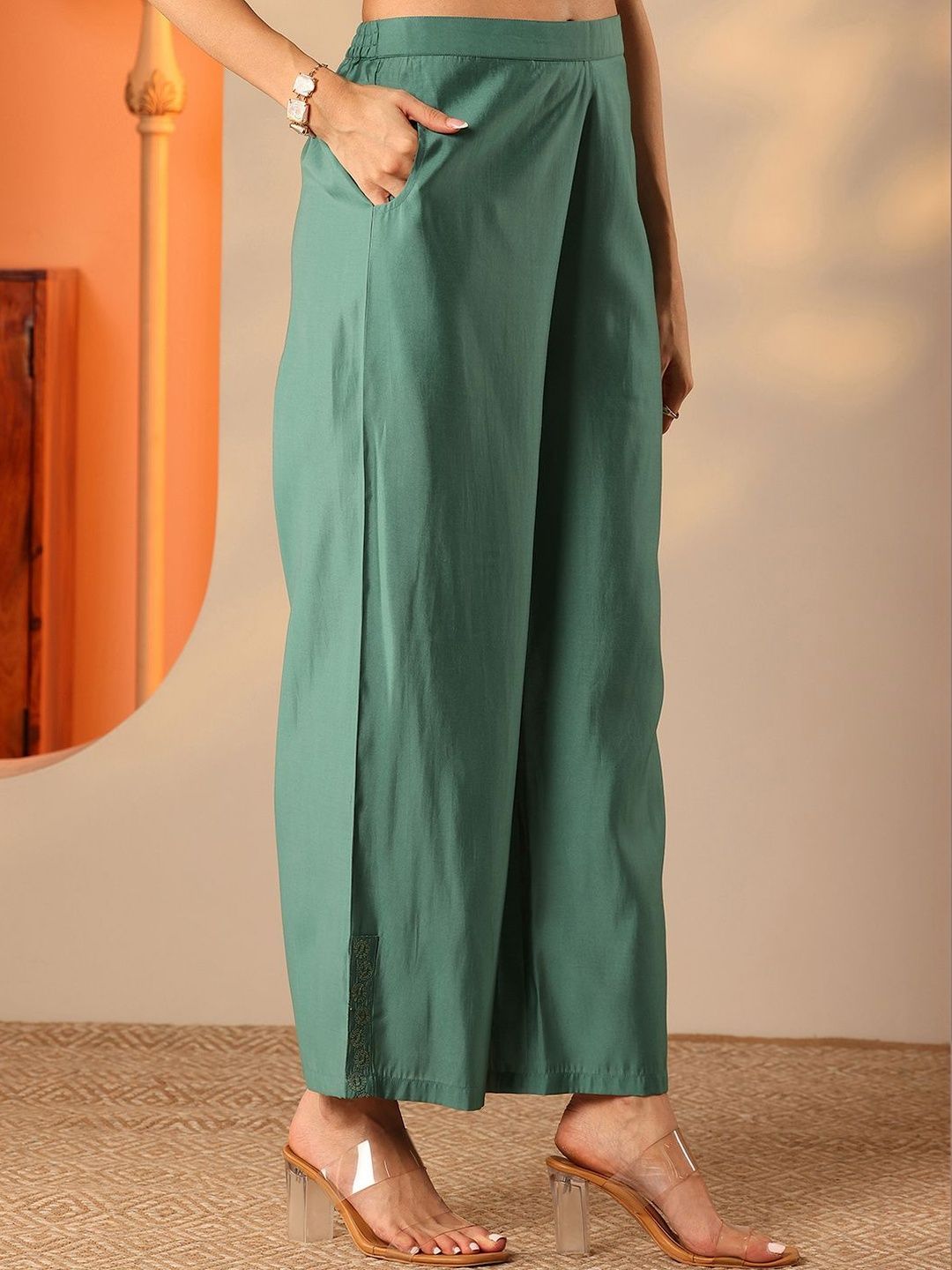 Women Ethnic Motifs Embroidered Regular Thread Work Kurta with Palazzos & With Dupatta
