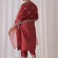 Ethnic Motifs Embroidered Notched Neck Straight Kurta with Trousers & Dupatta