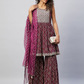 Women Purple Bandhani Embroidered Pleated Gotta Patti Kurta Set