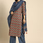 Women Blue Ethnic Motifs Printed Regular Pure Cotton Kurta With Palazzos & Dupatta