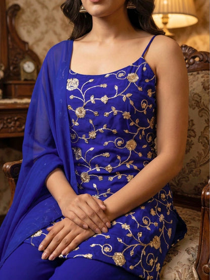 Women Floral Embroidered Regular Thread Work Kurta set