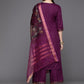 Women Purple Yoke Design Regular Kurta with Palazzos & With Dupatta