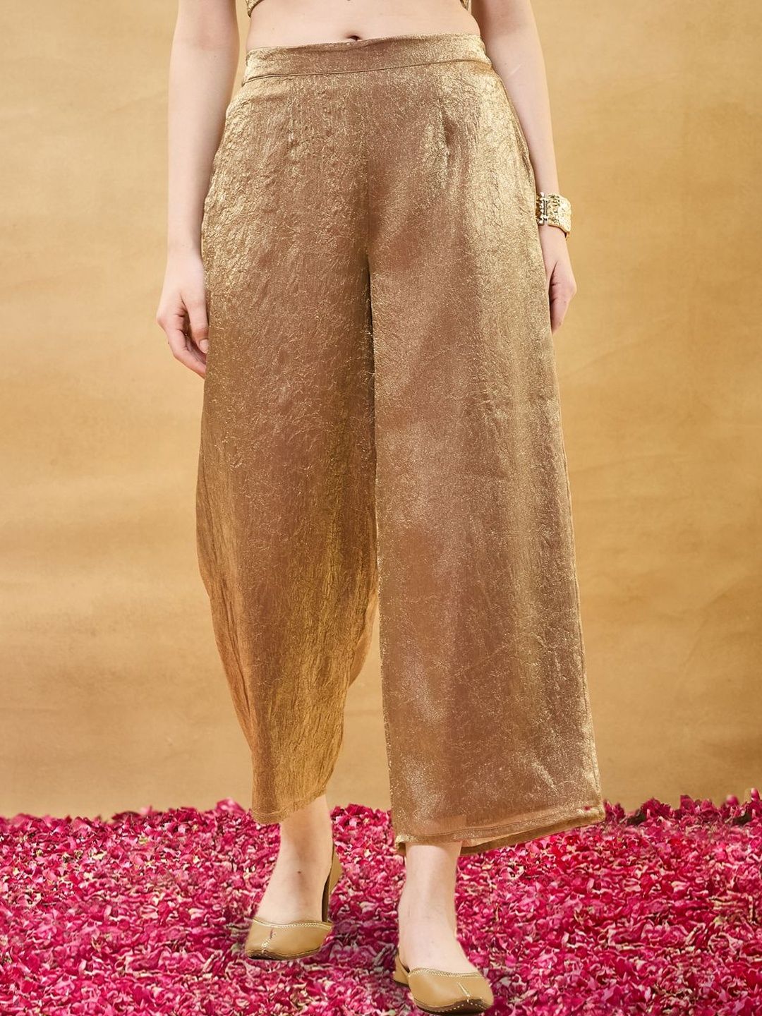 Women Silk Kurta And Spaghetti Blouse With Palazzo Set