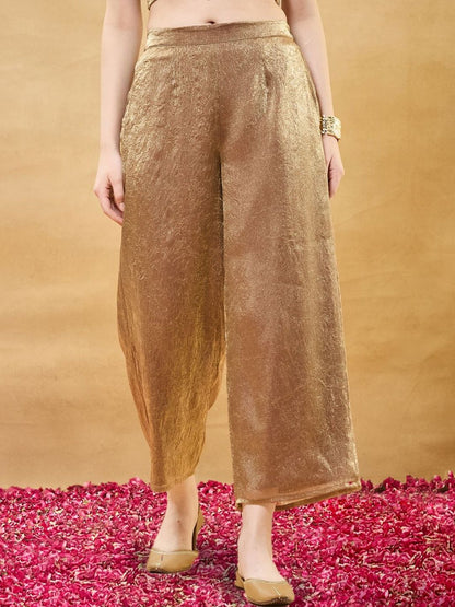 Women Silk Kurta And Spaghetti Blouse With Palazzo Set