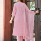 Women's Cotton Blend Embroidery Straight Kurta with Pant and Self Woven Dupatta