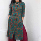 Floral Print Kantha Work Kurta with Palazzos