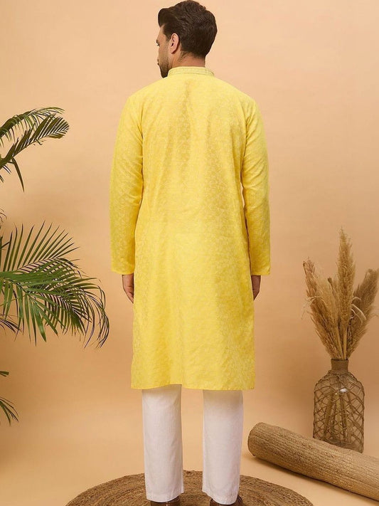 Men Regular Thread Work Kurta with Pyjamas