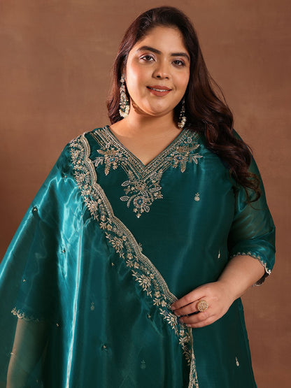 Plus Size Women Ethnic Motifs Kurta with Trousers & With Dupatta