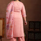 Plus Size Floral Yoke Design Straight Kurta with Palazzo & Dupatta