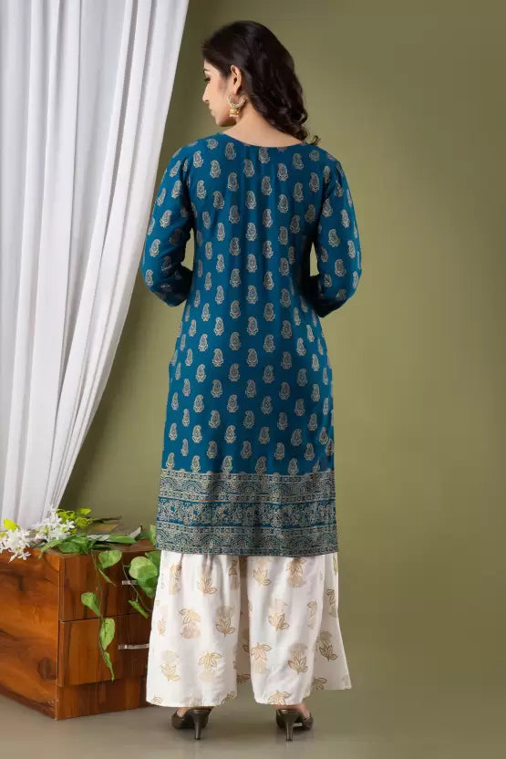 Women Viscose Rayon Kurta Sharara Set