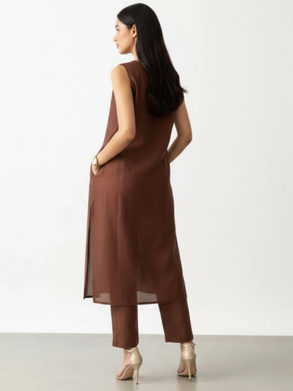 Women Chanderi Kurta Pant Set