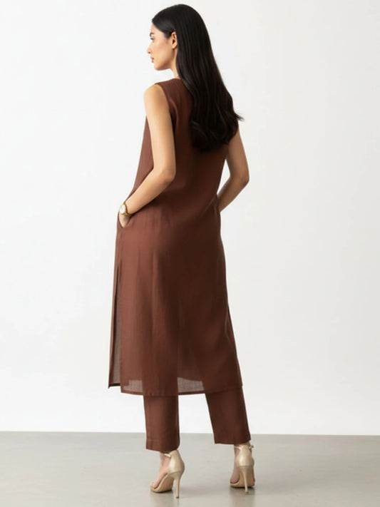Women Chanderi Kurta Pant Set