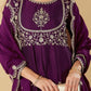 Women Woven Design Embroidered Anarkali Kurta with Trousers & Dupatta