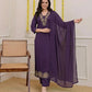 Women Solid Embroidery Kurta and pant set With Dupatta - Amy's Cart