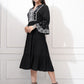 Women Embroidered Tie Midi Dress