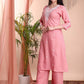 Floral Embroidered Notch Neck Chikankari Straight Kurta With Palazzos