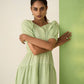 The Lifestyle Co Women Sweetheart Neck Puff Sleeve Fit & Flare Tiered Midi Dress