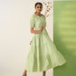 The Lifestyle Co Women Sweetheart Neck Puff Sleeve Fit & Flare Tiered Midi Dress