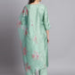 Women's Silk Blend Embroidered Straight Kurta Pant Set with Organza Dupatta