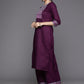 Women Purple Yoke Design Regular Kurta with Palazzos & With Dupatta