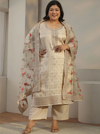 Women Regular Thread Work Kurta with Palazzos & With Dupatta