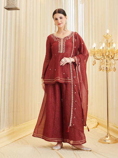 Women Pure Silk Kurta Pant Dupatta Set