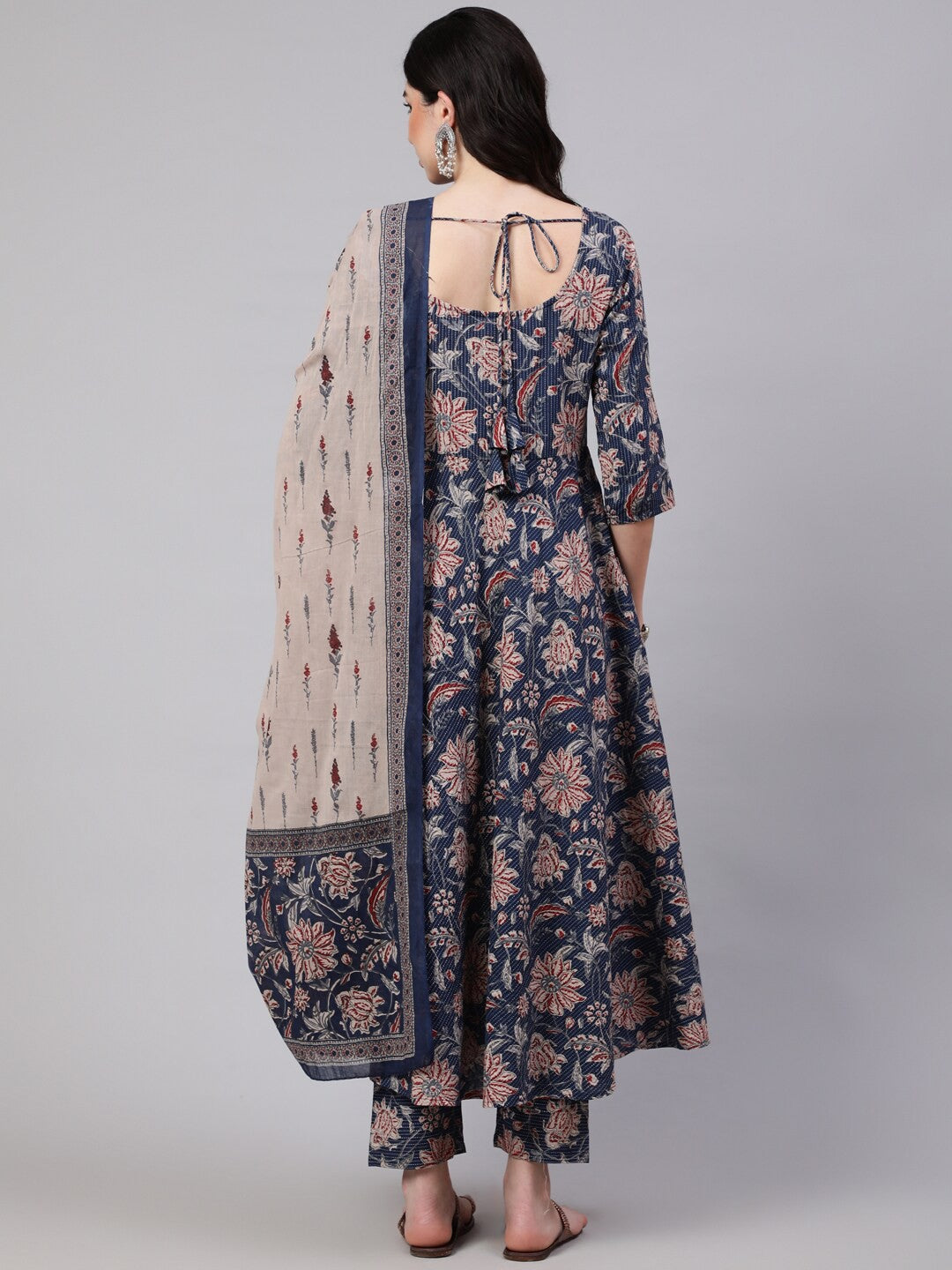 Floral Printed Pure Cotton Kurta with Trousers & Dupatta