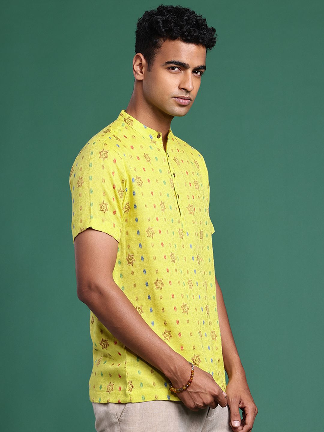 Pure Cotton Ethnic Motifs Woven Design Jacquard Kurta