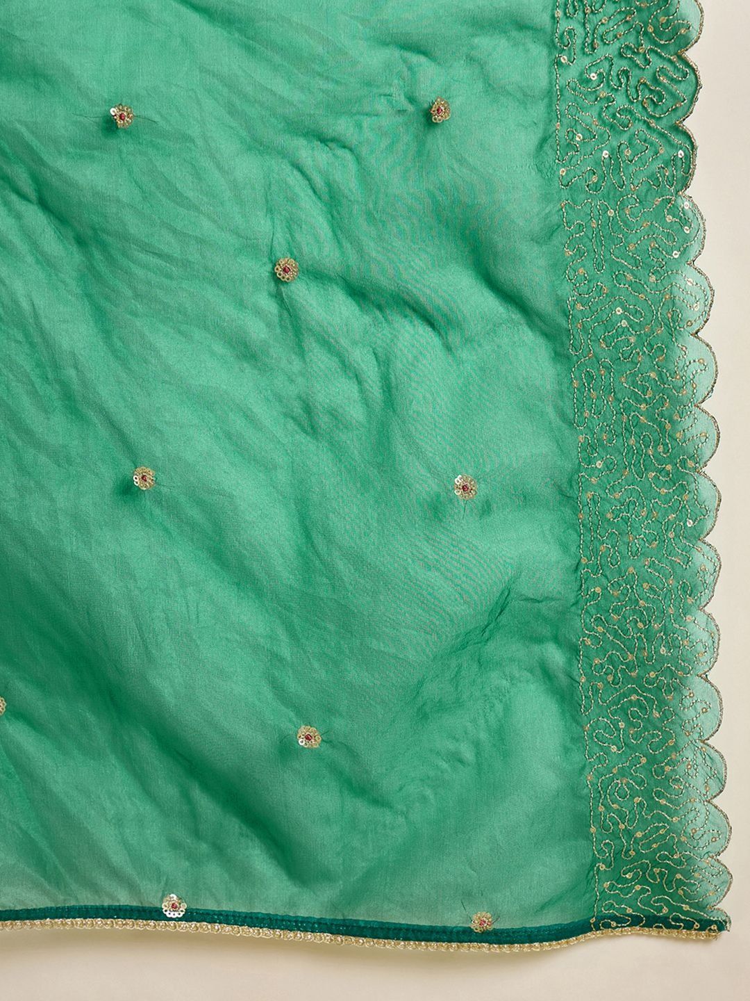Embroidered A-Line Kurta With Palazzo & Dupatta