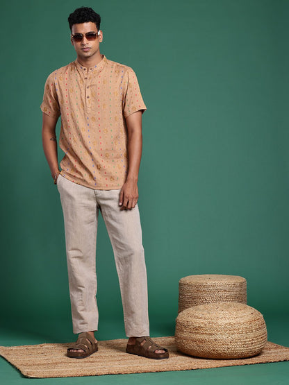 Pure Cotton Ethnic Motifs Woven Design Jacquard Kurta