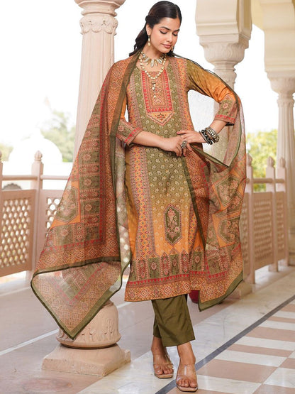 Women Ethnic Motifs Printed Regular Kurta with Trousers & With Dupatta