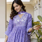 Floral Embroidered Sequinned Empire A-Line Pure Cotton Kurta With Trousers & Dupatta
