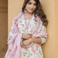 Women Floral Printed Regular Thread Work Pure Cotton Kurta with Trousers & Dupatta