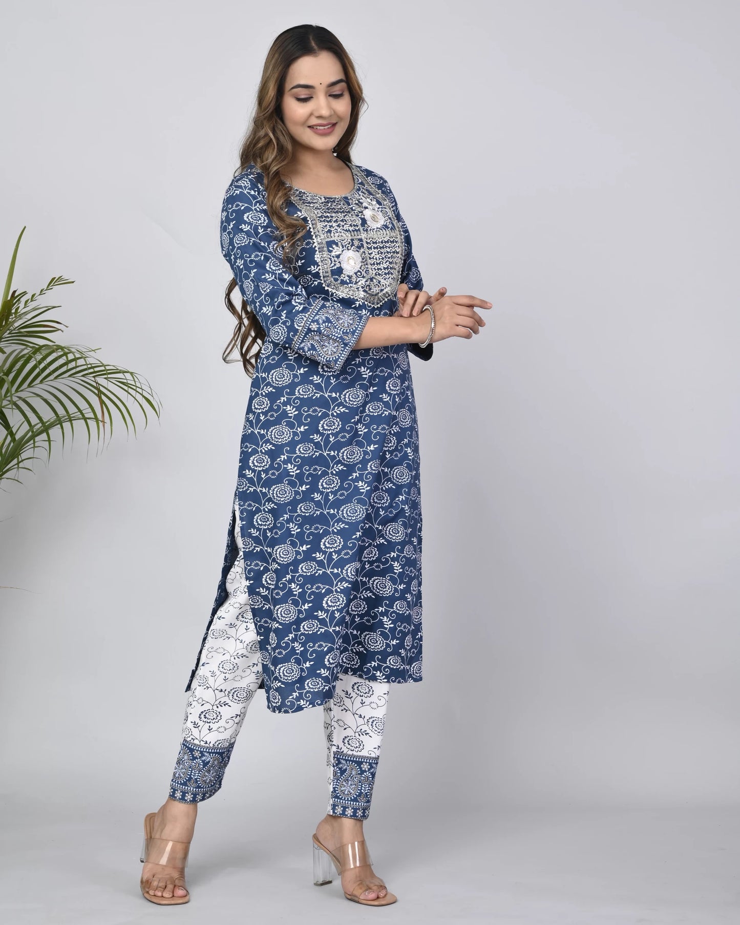 Women Cotton Rayon Kurta Pant Set