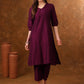 V-Neck Three-Quarter Sleeves Panelled Kurta with Palazzos