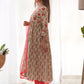 Floral Printed Thread Work Pure Cotton Empire Kurta With Trousers & Dupatta