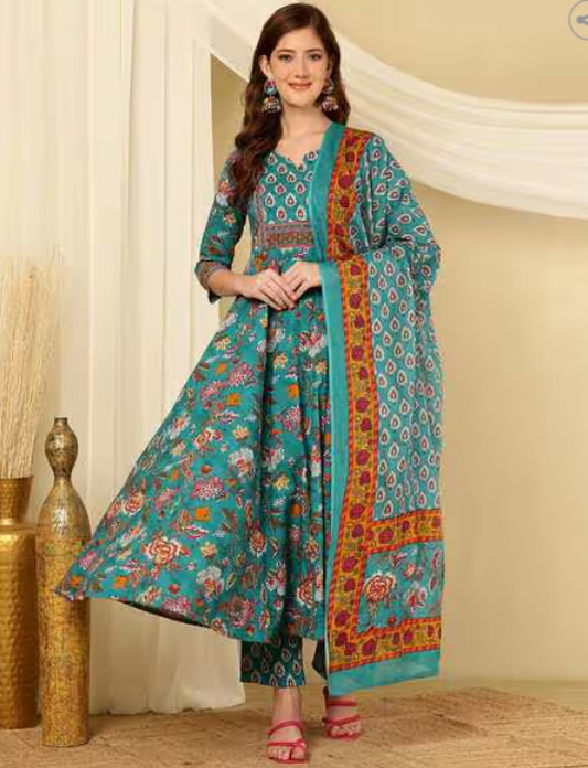 Women Printed Flared Kurta Suit Set