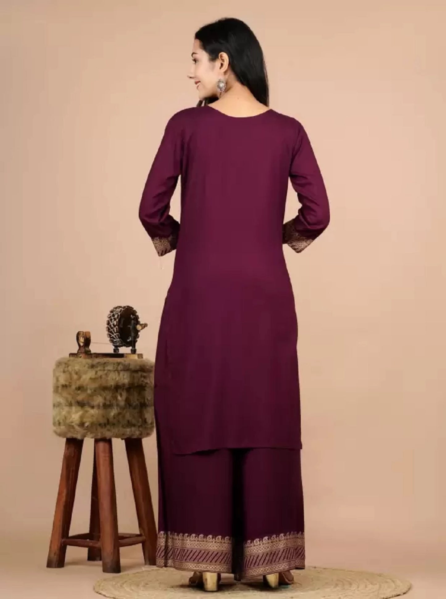 Women Viscose Rayon Kurta Palazzo Dupatta Set