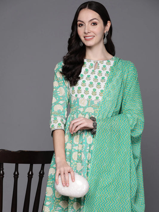 Women Pure Cotton Kurta Pant Dupatta Set