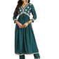 Women's Rayon Embroidered Alia Cut Regular Kurta With Pant