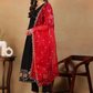 Floral Embroidered Empire Thread Work Kurta With Trousers & Dupatta