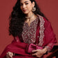 Floral Embroidered Sequinned Liva Kurta With Trousers & Dupatta