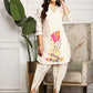 Printed Mandarin Collar Three-Quarter Sleeves Cotton Straight Kurta & Dhoti Pants