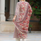 Floral Printed Sequinned Pure Cotton Kurta & Trousers With Dupatta