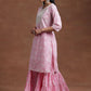 Round Neck Floral Yoke Design Gotta Patti Pure Cotton Kurta with Sharara & Dupatta