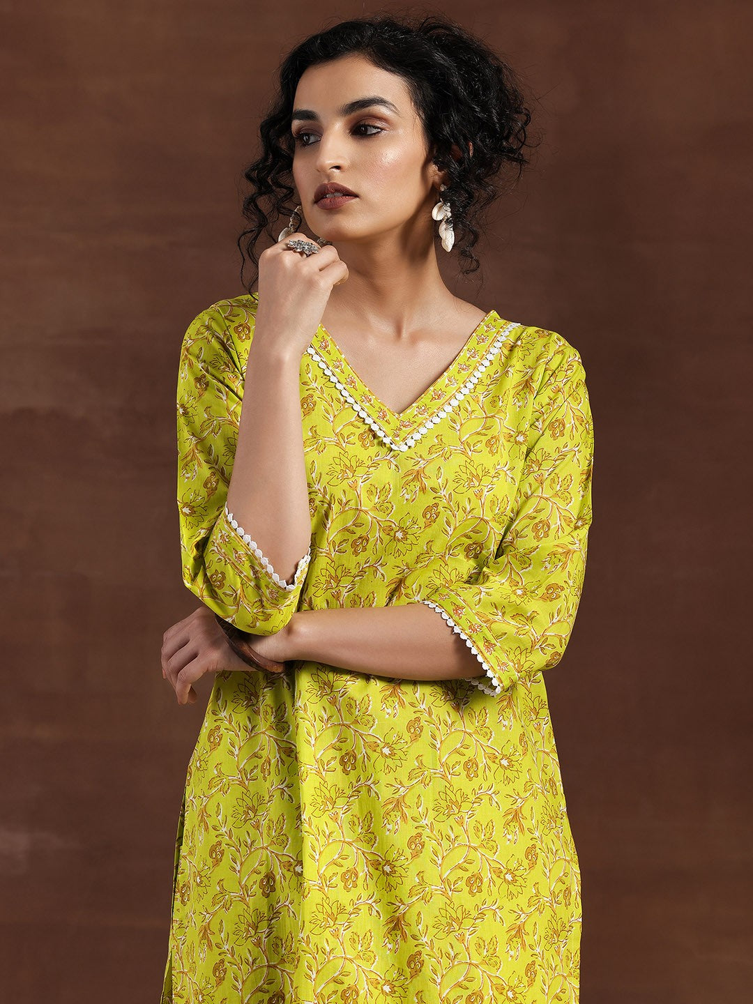 Floral Printed Pure Cotton Kurta with Palazzos & With Dupatta