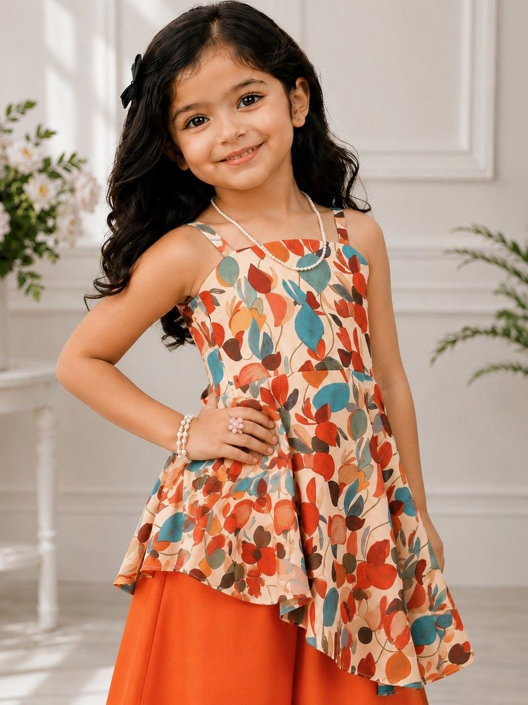 Girls Floral Printed Regular Kurti with Palazzos