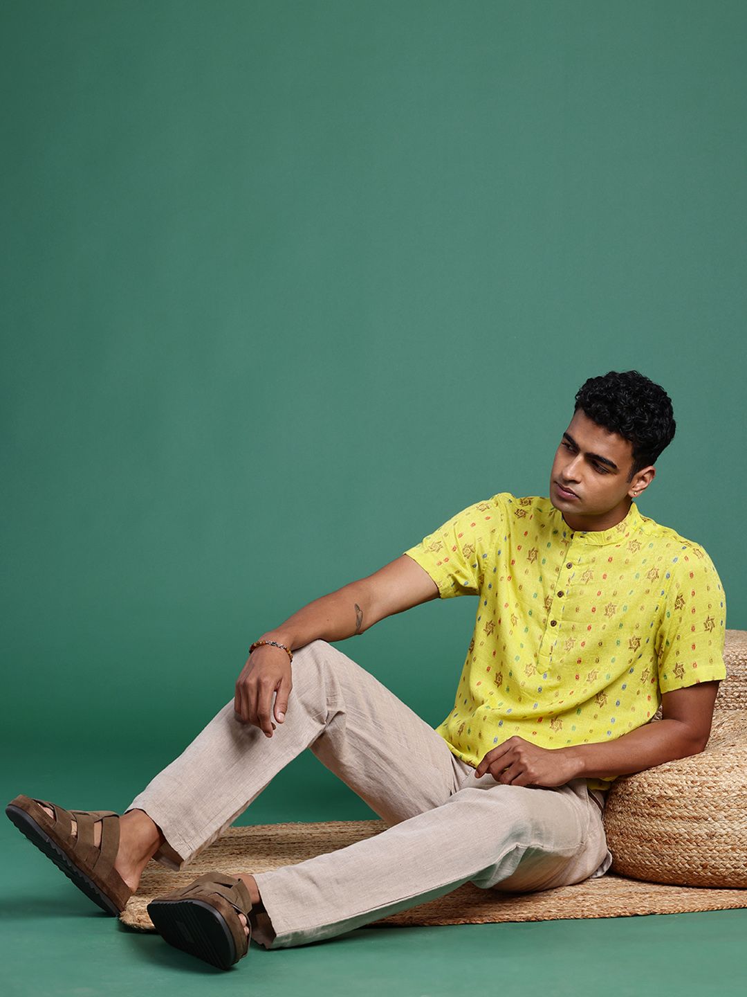 Pure Cotton Ethnic Motifs Woven Design Jacquard Kurta